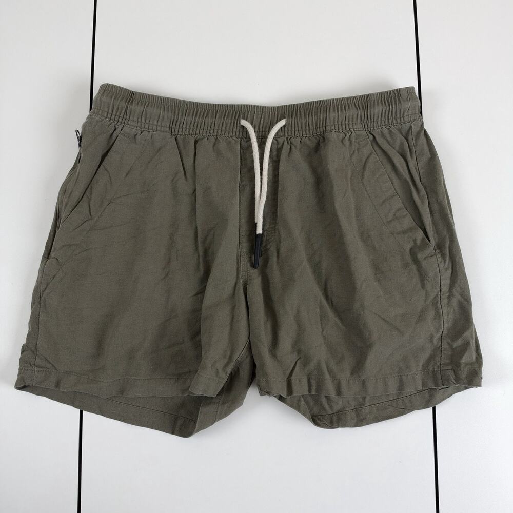 OAS Green Cotton Linen Blend Elastic Waist Shorts Mens Sz M